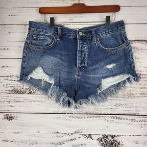 We The Free Button fly Shorts 27 Womens Raw Hem Distressed Exposed Pockets